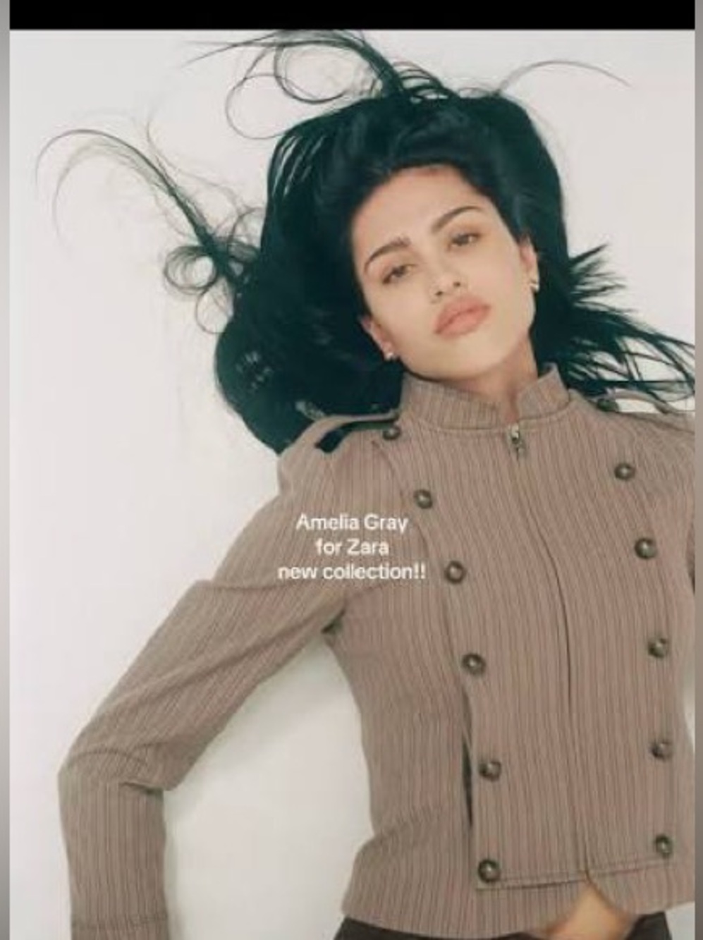 NWT Zara Striped Fitted Napoleon Military Blazer Jacket Brown Beige Sz L